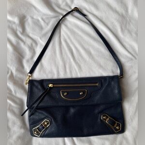 Balenciaga Black Leather Clutch with Gold Hardware ! Authentic